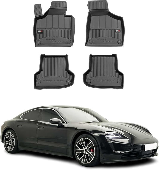 OMAC Premium Floor Mats for Porsche Taycan 2020-2025 Car Mats All Weather 3D Custom Fit Rubber Mat Waterproof Odorless TPE Floor Liners Laser Measured Non-Slip (Black)