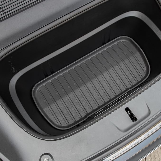 WEIZE Floor Mats & Cargo Liners Compatible with Tesla Model Y 2021-2023 2024, All Weather TPE Car Floor Mats Custom Fit Floor Liners Accessories, Front and Rear 2 Rows Set，Set of 3 Mats