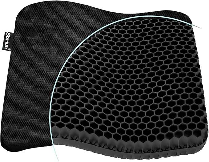 Gel Seat Cushion for Long Sitting Pressure Relief - Wheelchair Cushions for Pressure Sores - Coccyx, Sciatica & Tailbone Pain Relief Cushion - Non-Slip Butt Pillow for Office, Home, Car (Black)
