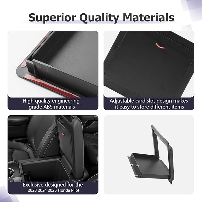 LUWU Center Console Hidden Box Organizer Compatible with 2023 2024 2025 Honda Pilot & 2024 2025 Ridgeline & 2024 2025 2026 Honda Passport Accessories Armrest Hidden Storage Box Secret Compartment Box