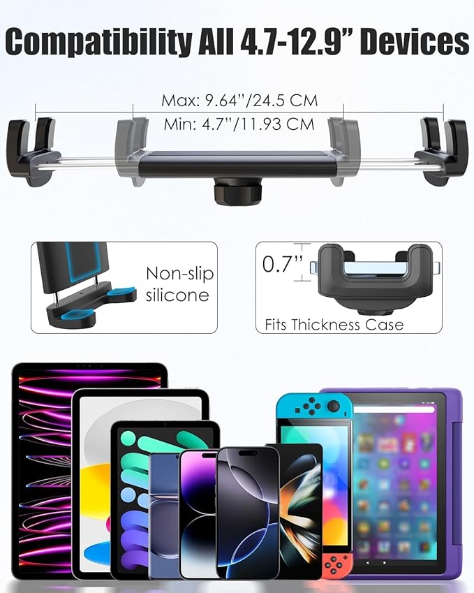 Charchendo 2026 Upgrade Heavy Duty Metal Tablet Holder [Super Suction Cup], for Car/Truck/Tractor/Boat/Off-Road Vehicles Windshield Tablet Mount, Fit for 4-13'' iPad Pro/Air/Mini, iPhone, Galaxy