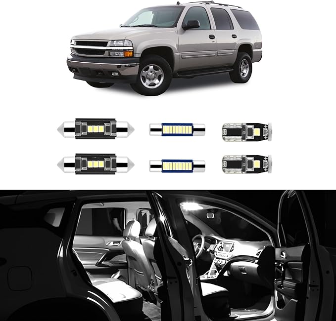 21Pcs Car Interior Lights: Super Bright Bulbs 6000K White LED for 2000 2001 2002 2003 2004 2005 2006 Chevy Tahoe/Suburban all models Lighting Package Kit Includes Light Accessories + Install Tool