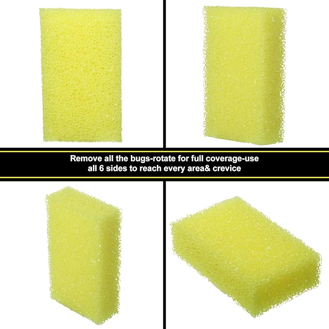 Yaomiao 4 Pcs Bug Scrubber Sponge Car Sponge Bug and Tar Remover Yellow Wash Cleaning Scrubber for Car Detailing