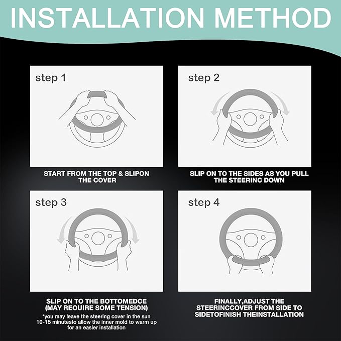 Watercolor Blue Flowers Steering Wheel Cover for Women Men,Anti-Slip Breathable Car Steering Wheel Cover Elastic Protection with 2 Pieces Car Coasters,Universal 15" Fit Auto,Suvs,Truck