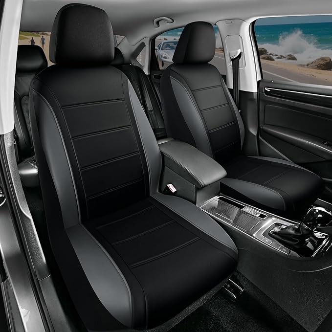 Road Comforts Leather Seat Covers, Breathable Car Seat Covers Front Seat for Men,Airbag Compatible, Automotive Seat Covers Set Universal Fit Most Cars,Vans,Truck,SUV