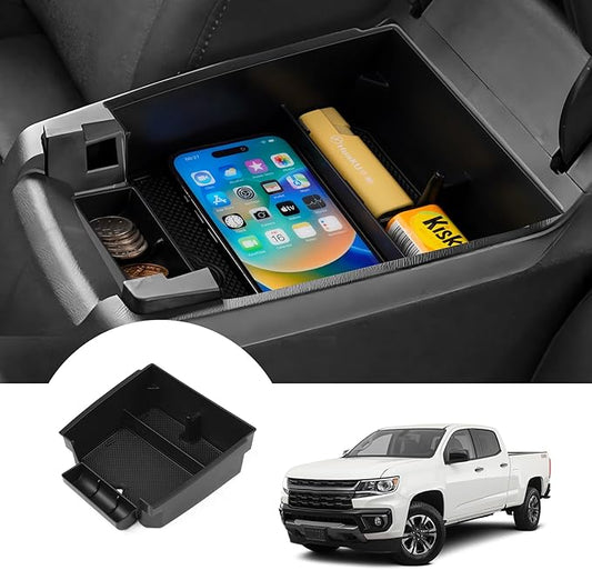 Autorder Center Console Organizer for 2023-2026 Chevy Chevrolet Colorado/GMC Canyon Accessories Armrest Storage Box Secondary Insert Tray with Anti-Slip Mats