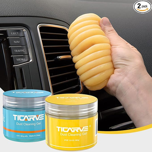 TICARVE 2Pack Cleaning Gel for Car Putty Car Cleaning Auto Gel Detail Tools Car Interior Cleaner Universal Dust Removal Gel Car Vent Cleaner Keyboard Cleaner Blue Yellow (320g/11.2oz)