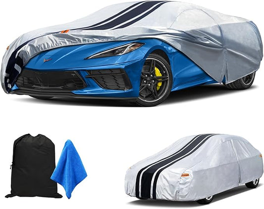 [2025 Upgrade] 10-Layer Waterproof Sports/Coupe/Cabriolet Car Cover. All Weather Full Outdoor Covers. Porsche 911, Chevy Corvette Camaro, NSX Etc.Size A3 (Length 178 to 185 inch)