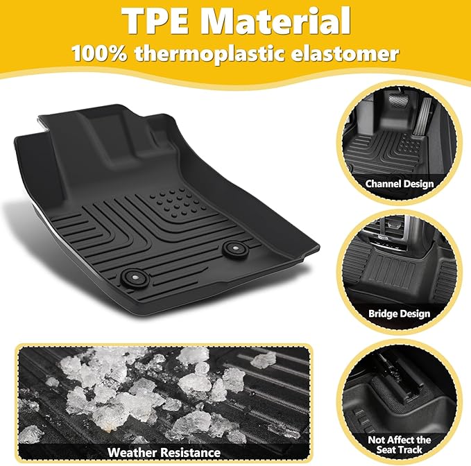 Floor Mats & Cargo Liner for Jeep Grand Cherokee 2016-2021, All Weather Automotive TPE Floor Liners Set Waterproof Accessories Black