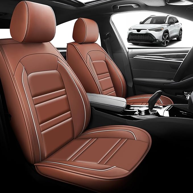 Seat Cover for Toyota Corolla Cross 2022-2025 | Car Seat Covers Front Seats, Waterproof Seat Protectors, Automotive Front Seat Covers (Front Seat, Coffee)