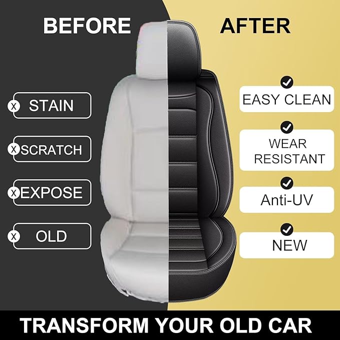 Seat Covers Fit for Chevy Equinox : Luxury Waterproof Leather Front Car Seat Covers Fit for 2011-2024 2025 2026 Equinox - Black Car Seat Protector(2PCS Front)