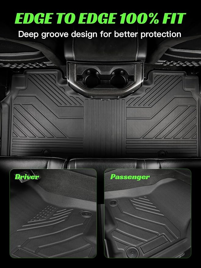 TPE All-Weather Floor Mats for Dodge RAM 1500 2019-2024 Car Mat for Truck Floor Liners (NOT Classic Model) Custom Fit Floor Liners Accessories (3-Piece Set, Black)