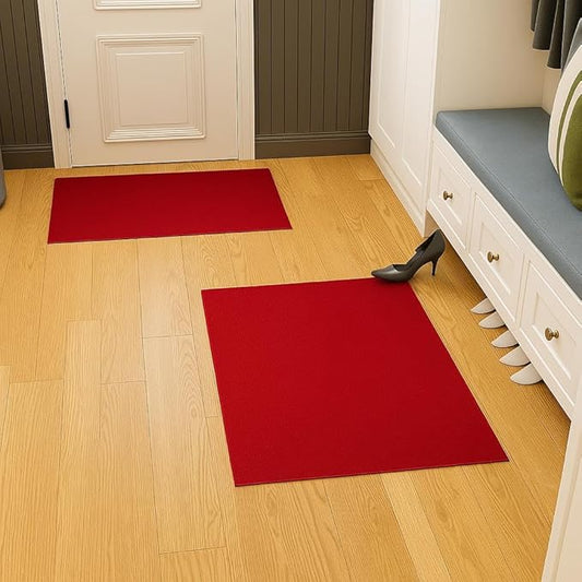 Ottomanson Mud Mat 2' x 3' - 2 Pack Entryway Rug -Non-Slip Scraper Doormat for Muddy Paws, Dirt Trapping Indoor/Outdoor Mat for High-Traffic Areas, Kitchen, Garage, Patio, Red