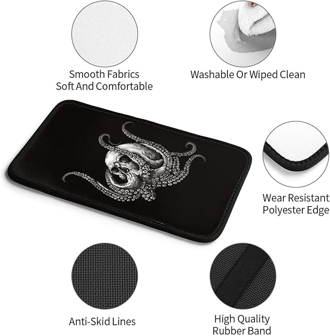 Black Sugar Skull Octopus Ocean Auto Center Console Armrest Pad Universal Car Center Console Cover Seat Box Cover for Sedan, Van, SUV, Truck Car Accessorie