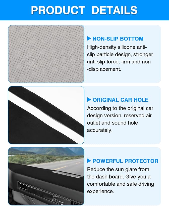 Autorder Dashboard Cover Mat for 1981-1991 Chevrolet Chevy C/K/R/V Series Blazer, GMC C/K/R/V Series Jimmy Accessories Dash Cover Flannel Dash Mat Sunshade Glare UV Rays Protector
