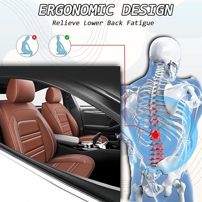 Seat Covers for Honda cr-v 2003-2025 | 5-Seats Leather Seat Covers, Easy to Install Automotive Seat Covers Full Set (Full Set, Coffee)