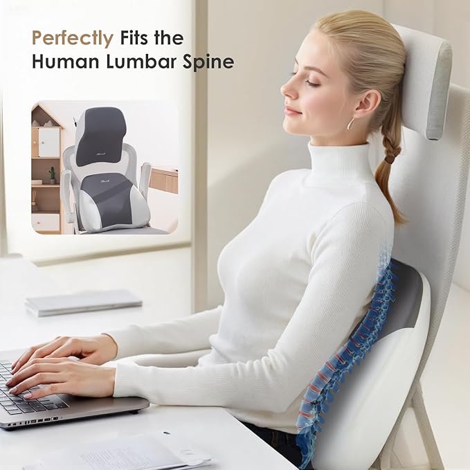 FLORICH Lumbar Support and Car Neck Pillow, Back Support and Headrest Pillow for Car Seat Driver, Memory Foam Back Neck Support Pillow and Car Seat Lumbar Support for Car Office Chair - Grey