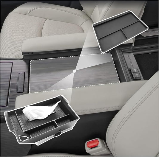 SXCY for 2025 Toyota Sienna [Tissue Tray + Anti-dust Mat] Center Console Organizer for Toyota Sienna 2021-2025 Center Console Tray Sienna 2025 Accessories Paper Box Towel Organizer Storage