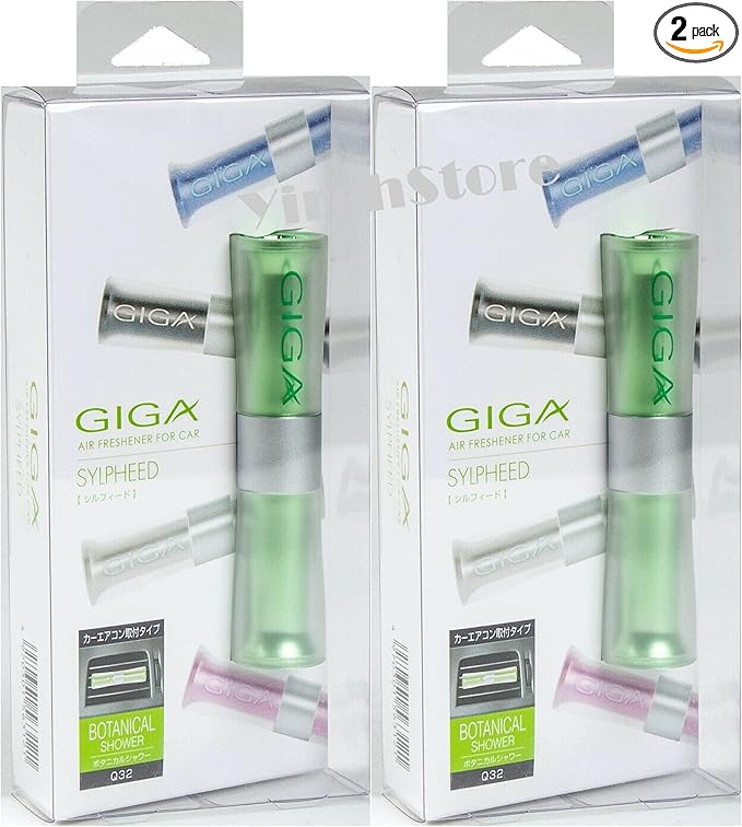 Air Spencer Sylpheed Giga Clip Green Botanical Shower scent 2-pack, Slim Elegant Design, Graceful Color, Solid/Spill proof, Car Vent Clip Air Freshener