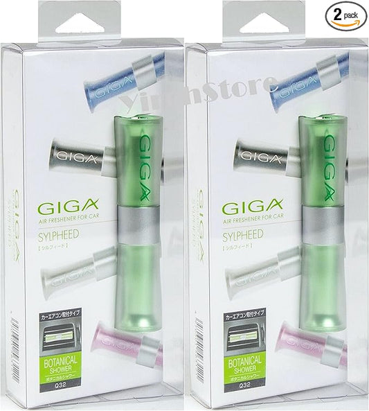Air Spencer Sylpheed Giga Clip Green Botanical Shower scent 2-pack, Slim Elegant Design, Graceful Color, Solid/Spill proof, Car Vent Clip Air Freshener