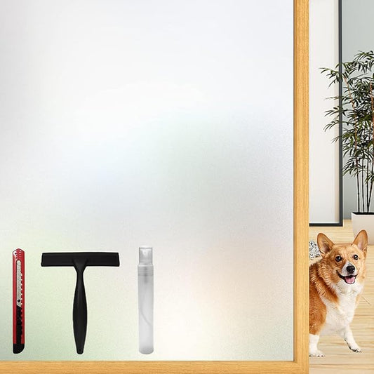 Frosted Glass Window Privacy Film, Removable, Static Cling, Heat/UV Protection, Anti-Glare, with Installation Tools (35.4 x 157.5 Inch)