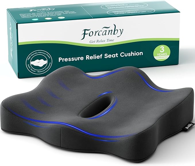 Seat Cushions for Office Chairs - Pressure Relief Seat Cushion - Car Seat Cushions for Pressure Relief, Tailbone Pain, Sciatica & Back Pain Relief for Office Chairs (Jet Black)