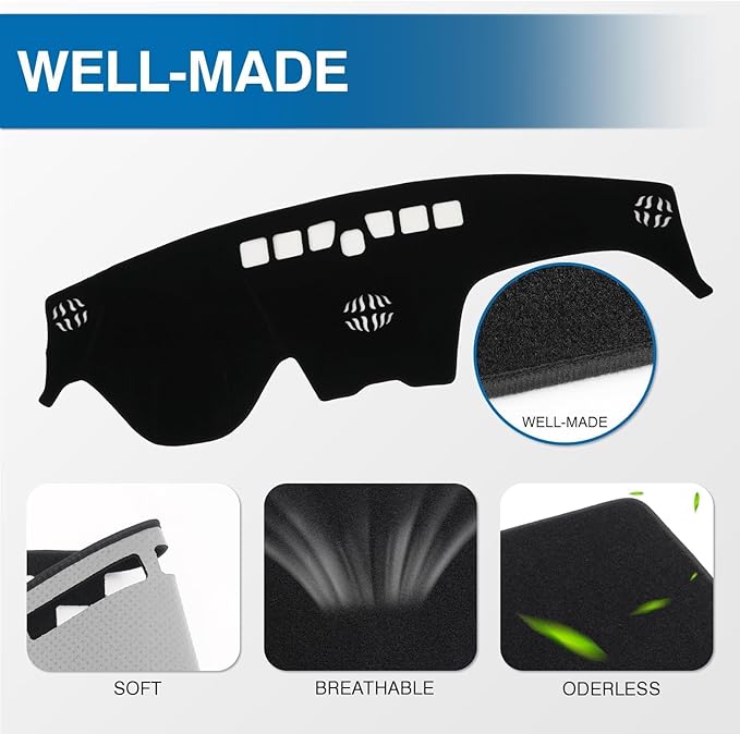 KUST Car Dash Cover for Hyundai Santa Fe 2019 2020 2021 2022 2023 Left Hand Driving Dashboard Cover Polyester Non-Slip Interior Accessories for Santa Fe Sunshade Windshield No Glare Black