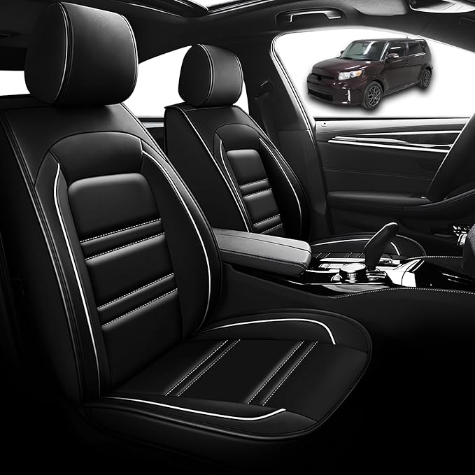 Seat Cover for Scion xb 2004-2015 | Car Seat Covers Front Seats, Waterproof Seat Protectors, Automotive Front Seat Covers (Front Seat, Black&White Line)