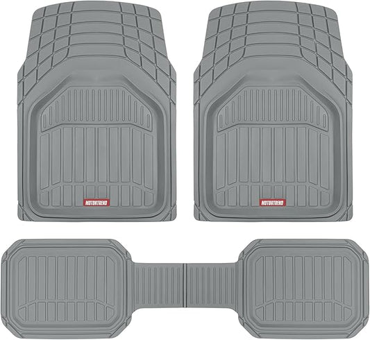 Motor Trend 943-GR FlexTough Defender Car Floor Mats -Next Generation Deep Dish Heavy Duty Contour Liners for Car SUV Truck & Van-All Weather Protection, Trim to Fit Most Vehicles Gray