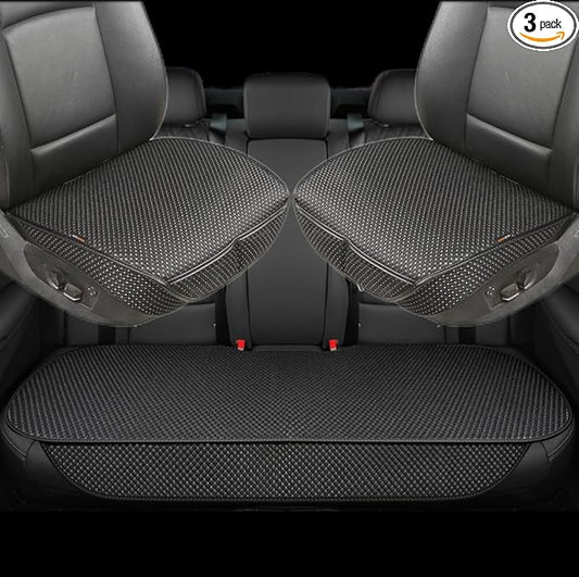 Auto Newer Breathable Universal Four Seasons Car Seat Covers, Luxury Include Front Car Seat Protector and RearCar Seat Cushion,Compatible with 95% Vehicles Fit for Cars Truck SUV (Black,3PCS)