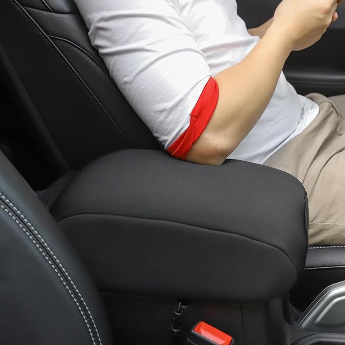 RT-TCZ for Jeep JL Center Console Armrest Pad Cover for Jeep Wrangler JL JLU 2018-Present for Gladiator JT 2020-Present Black Neoprene