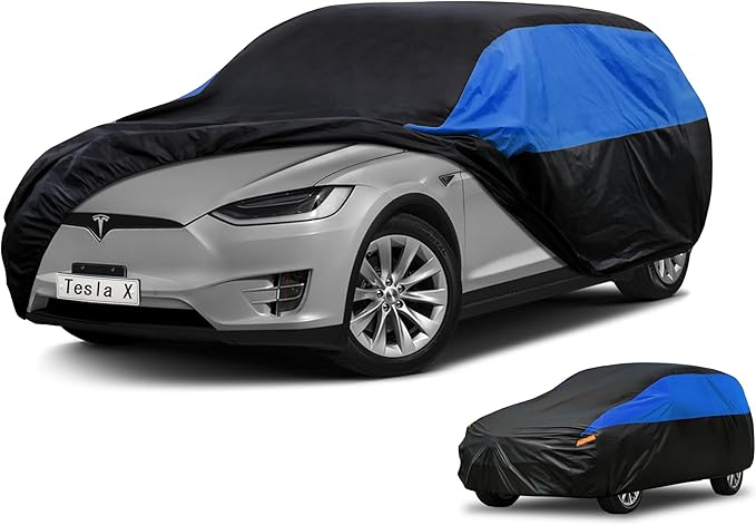 Tesla Car Cover Custom Fit Tesla X Waterproof All Weather, Lightweight Full Exterior Cover for Automobiles Outdoor Sun UV Rain Dust Snow Wind Protection.