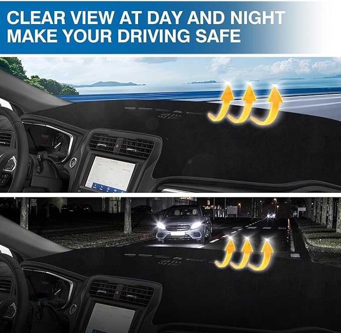 KUST Car Dash Cover for 2013-2020 Ford Fusion(S, SE, Titanium, Hybrid, Sport, Platinum, Energi) Non-Slip Dashboard Cover Interior for Ford Fusion Accessories Custom Fit Dash Mat Black