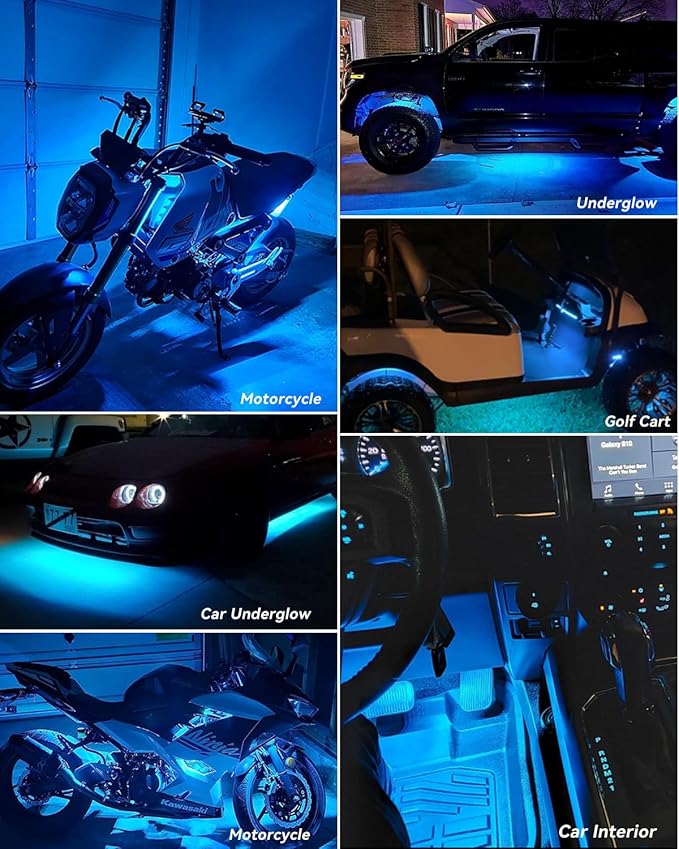 12V Led Light Strip 32CM Waterproof Ice Blue Led Strip Lights for Cars Motorcycles Golf Cart Interior & Exterior Marine Boat 5050 18SMD,Pack of 4