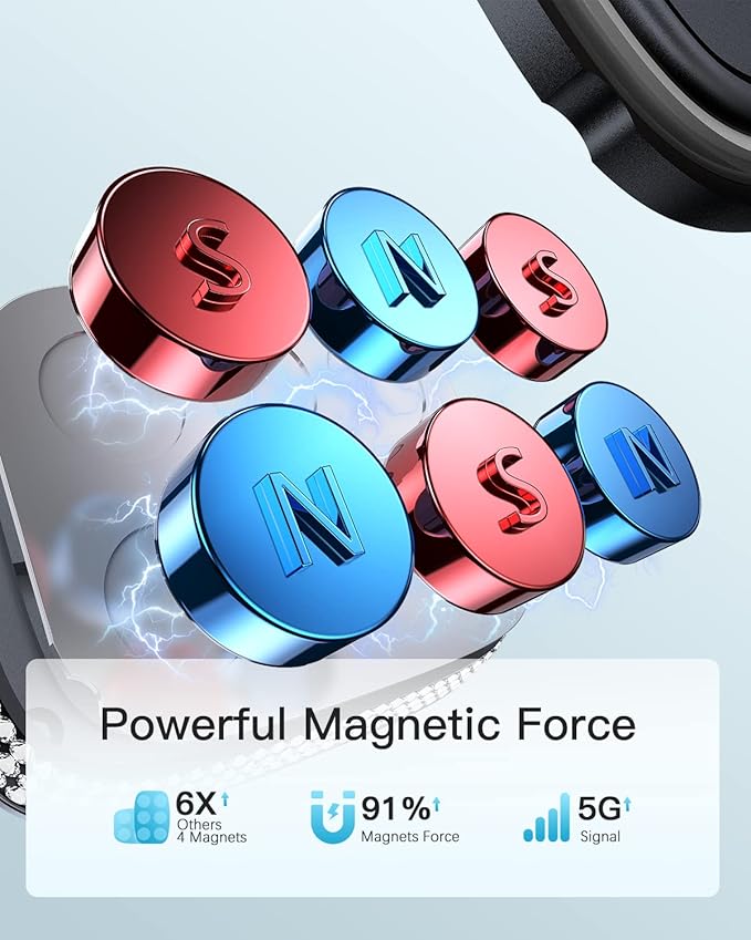 APPS2Car Magnetic Phone Holder for Car, Bling Dashboard/Windshield Sturdy Suction Cup Phone Holder, Crystal Magnetic Phone Mount[6 Strong Magnets & Adjustable Telescopic Arm] for All Smartphones