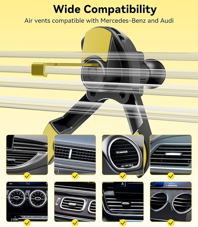 Air Vent Clip for Car Mount with [ Diameter 0.67 in (17 mm)] Joint Ball, Phone Vent Clip for Most Car Phone Holder&Wireless Car Charger, Black