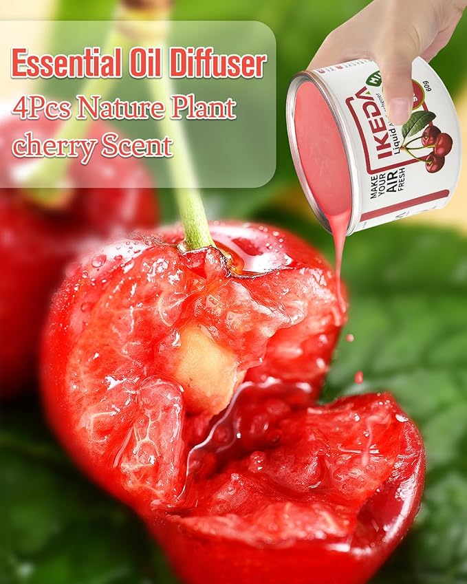 Car Air Fresheners | 4pcs 60ml Automobile Scents | Long Lasting 30-days Keep Fragrance | Home Remove Odor | Nature Aromas Diffuser for Auto Bathroom Garden Deodorizer (Cherry, 4Pcs)