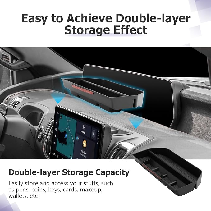 LUWU for 2026 Expedition Dashboard Storage Tray 2025 2026 Ford Expedition Active/Platinum/Tremor/King Ranch 13.2inch Behind Screen Organizer Center Console Dash Tray Expedition 2026 Accessories