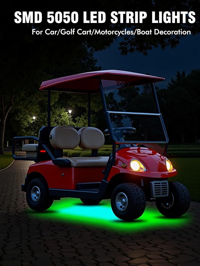 8 Pcs Car Led Light Strip IP67 Waterproof 11" Flexible Led Lights Underglow 12V for Car Motorcycle Boat Golf Cart Interior Exterior Decoration - Green