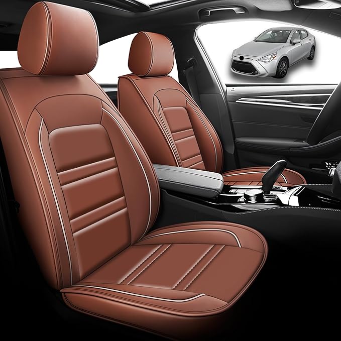 Seat Cover for Toyota Yaris 2007-2020 | Car Seat Covers Front Seats, Waterproof Seat Protectors, Automotive Front Seat Covers (Front Seat, Coffee)
