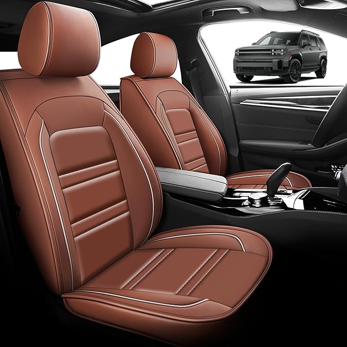 Seat Cover for Hyundai Car Santa fe 2001-2025 | Car Seat Covers Front Seats, Waterproof Seat Protectors, Automotive Front Seat Covers (Front Seat, Coffee)
