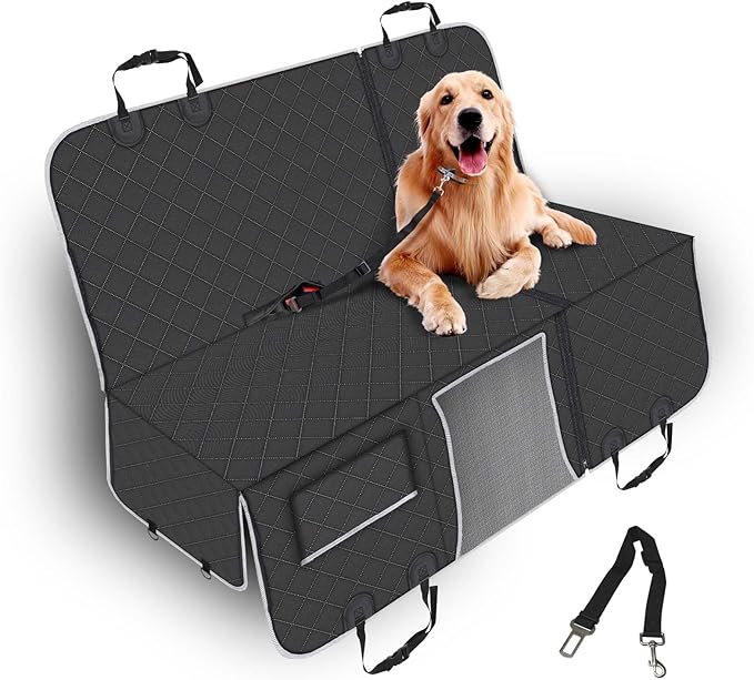 PetJoy Dog Car Seat Cover – 600D Heavy Duty Waterproof & Scratch-Resistant, Non-Slip Rear Seat Protector for Dogs, Fits SUVs, Trucks, Cars
