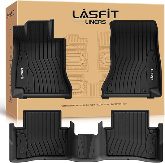 LASFIT Floor Mats for Mercedes Benz C Class 2026 2025 2024 2023 2022 C300 / C43 AMG / C63 AMG S / C63 AMG S E (Fit Sedan Only), All Weather TPE Floor Liners for C Class Car Mats, 1st & 2nd Row Set