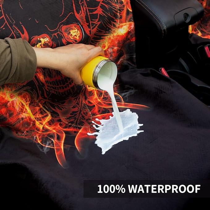 Waterproof Car Seats Covers Skull Style - Universal Car Seats Cushion for Sedan SUV Truck Front OR Back Seat - Anti-Slip Auto Seats Protector Suit for After Yoga Gym Biking Running Workout Sport