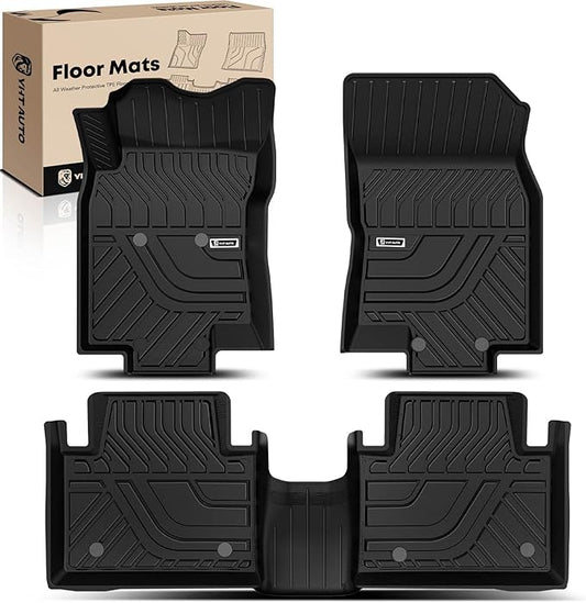 YHTAUTO Floor Mats Fit 2014-2019 Nissan X-Trail, TPE All Weather Car Mats Waterproof Anti-Slip Odorless Floor Liner, Interior Car Accessories Front & 2nd Row Liner