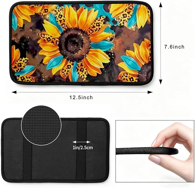 Afro Women Vehicle Center Console Armrest Cover Pad,Black Kind Girl Car Accessories Middle Console Cushion Pad,Auto Arm Rest Mat Decor African American Women Gifts for Most Vehicle SUV Truck