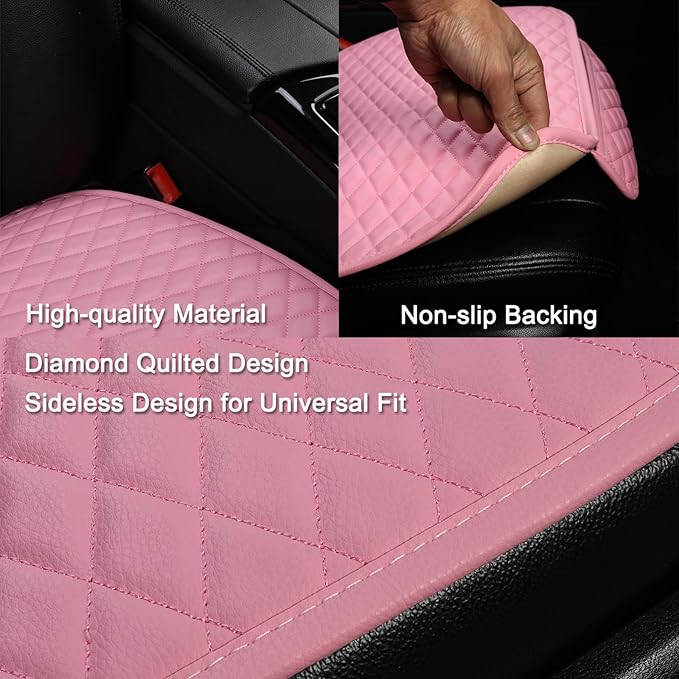 West Llama Pu Leather Car Seat Bottom Covers Protectors Include 1 Pair Front Driver Seat Pad Mat and 1 Rear Bench Cover Universal Fit 90% Vehicles,Pink