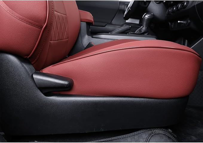 EKR Custom Fit Tacoma Car Seat Covers for Select Toyota Tacoma 2016 2017 2018 2019 2020 2021 2022 2023 Access Cab - Full Set,Leather(Burgundy)
