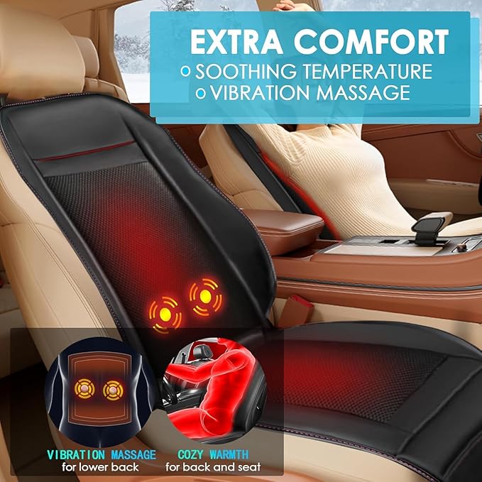 3 in 1 Massage Cushion with Winter, Cooling Seat Covers, Chair Massager for Full Body 12V Car Seat Covers, Gifts for Dad Mom (Winter,Summer,Massage-2)