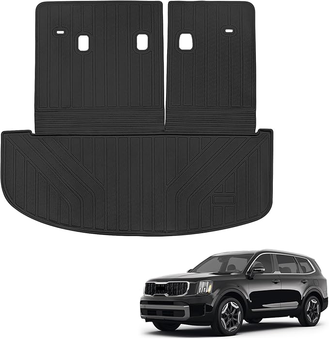 Sze Cargo Mat with Backrest Mats for 2020-2025 Kia Telluride Trunk Mat TPE Seats Back Mat All Weather Cargo Liner for Kia Telluride Accessories (Cargo Mat+Backrest Mat)